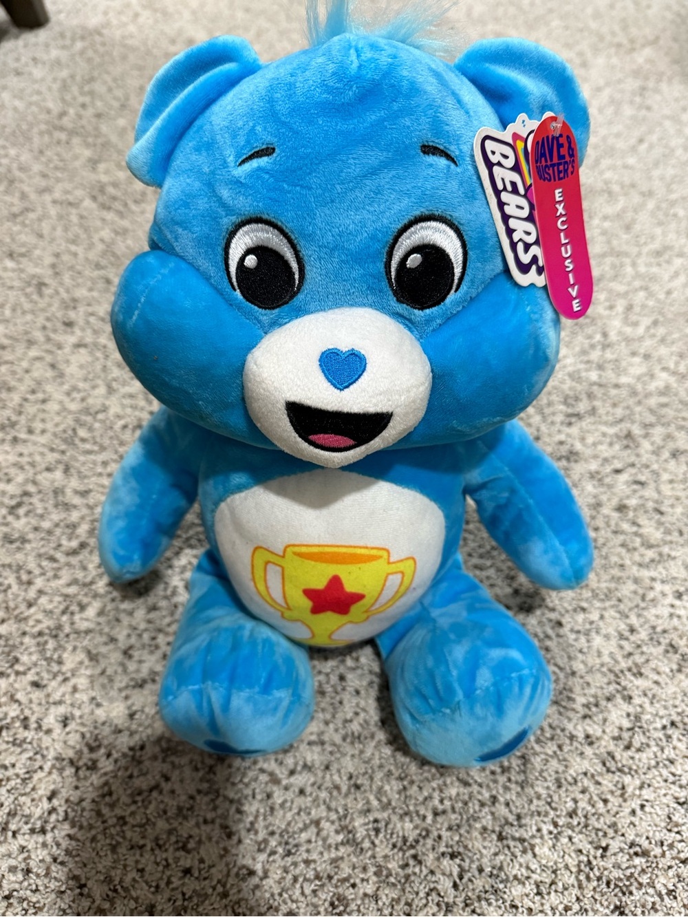 *ACCEPTING OFFERS* Care Bears Blue Plush with Trophy Belly Badge - Cave & Buster